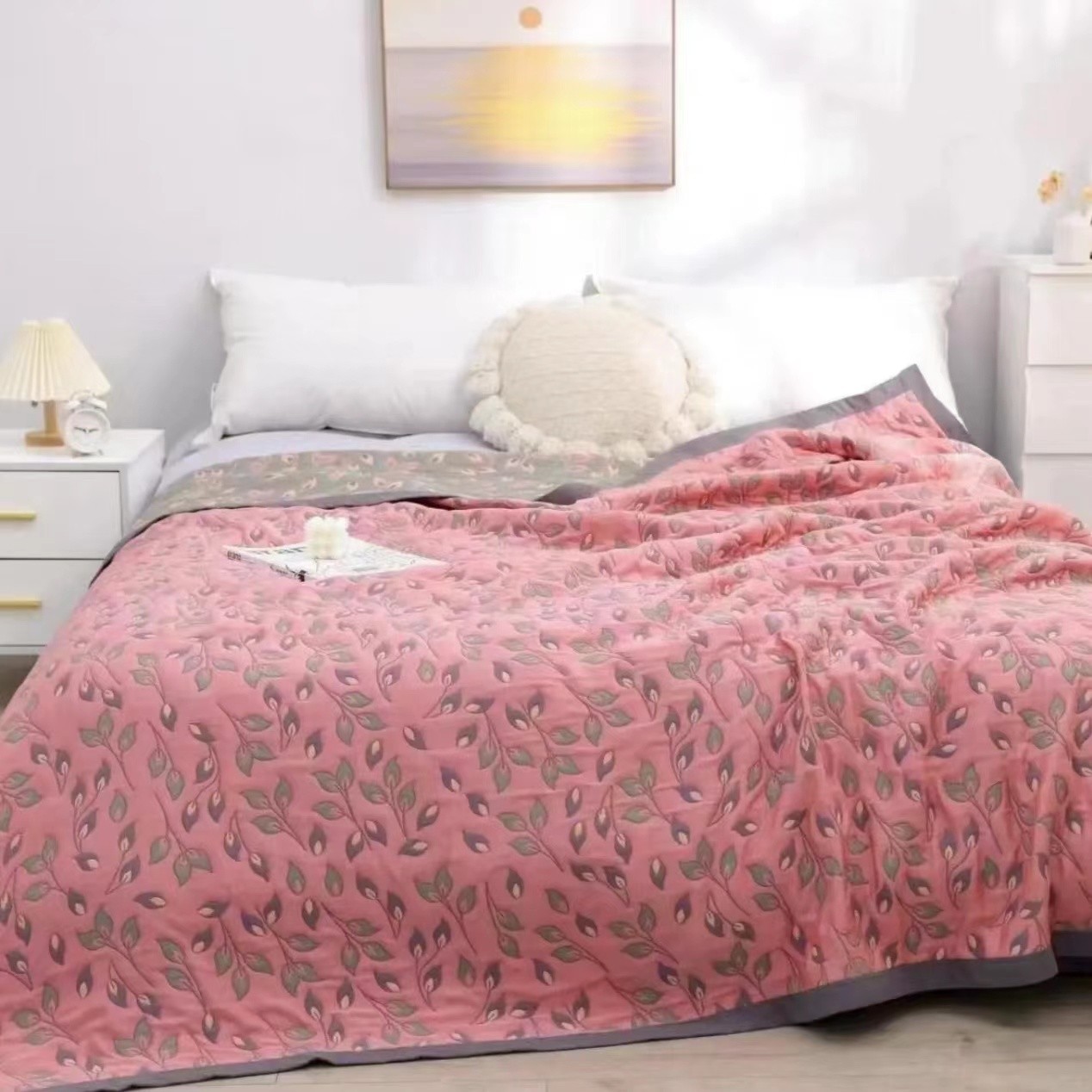 凤尾花2*2.3米四季床盖夏季床盖纯棉床单夏凉被空调被可铺可盖