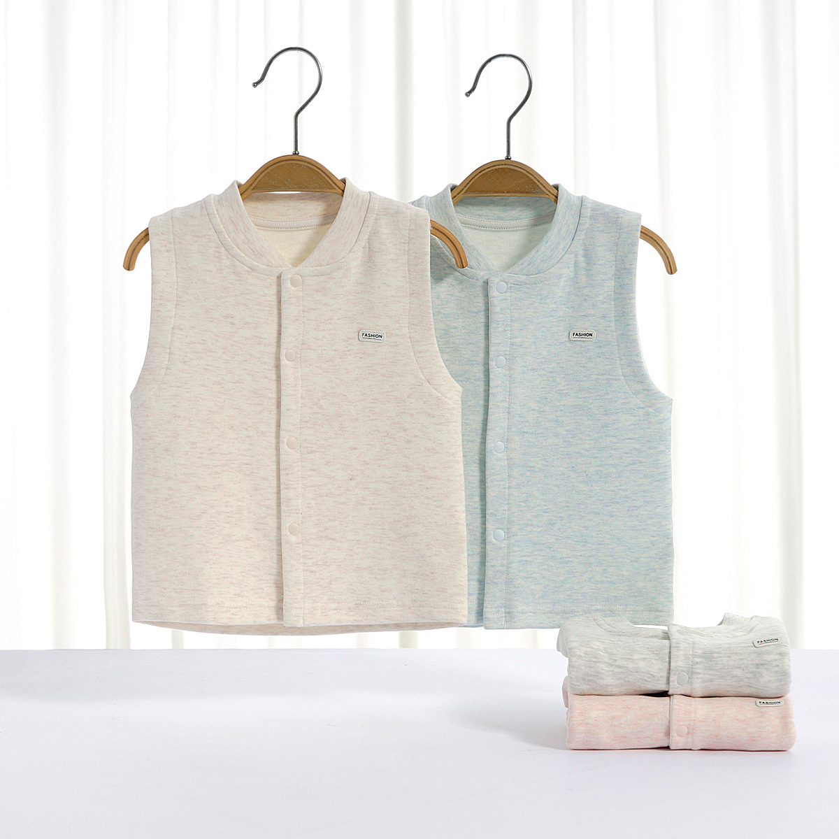 新生婴儿双面绒单层马甲小背心春秋冬季0-2岁男女宝宝内搭外套