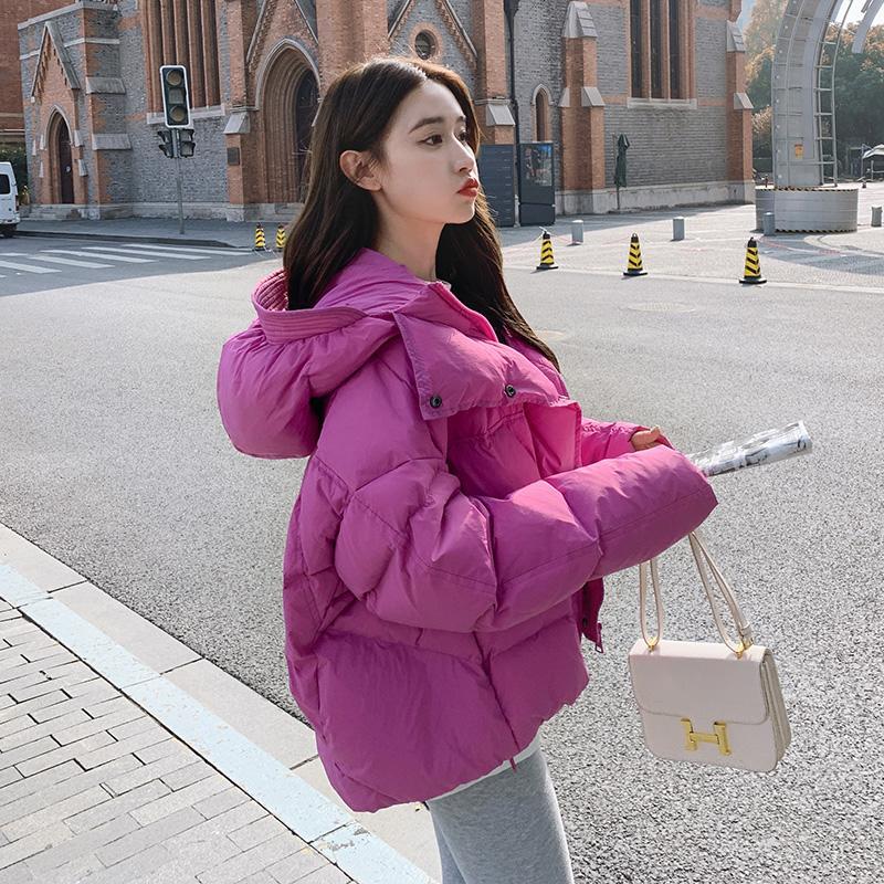 新款2023羽绒服羽绒服女年冬新款小个子短款宽松韩系加厚花苞连帽