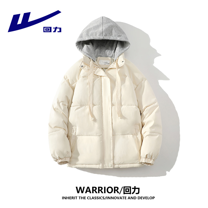 回力连帽冬季加厚男士休闲棉衣宽松港风个性棉服韩版潮流百搭棉衣