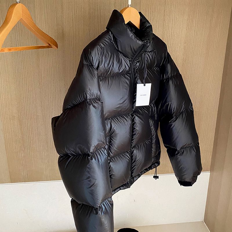 羽绒服男士短款立领亮面加厚宽松白鸭绒面包服冬季情侣羽绒服外款