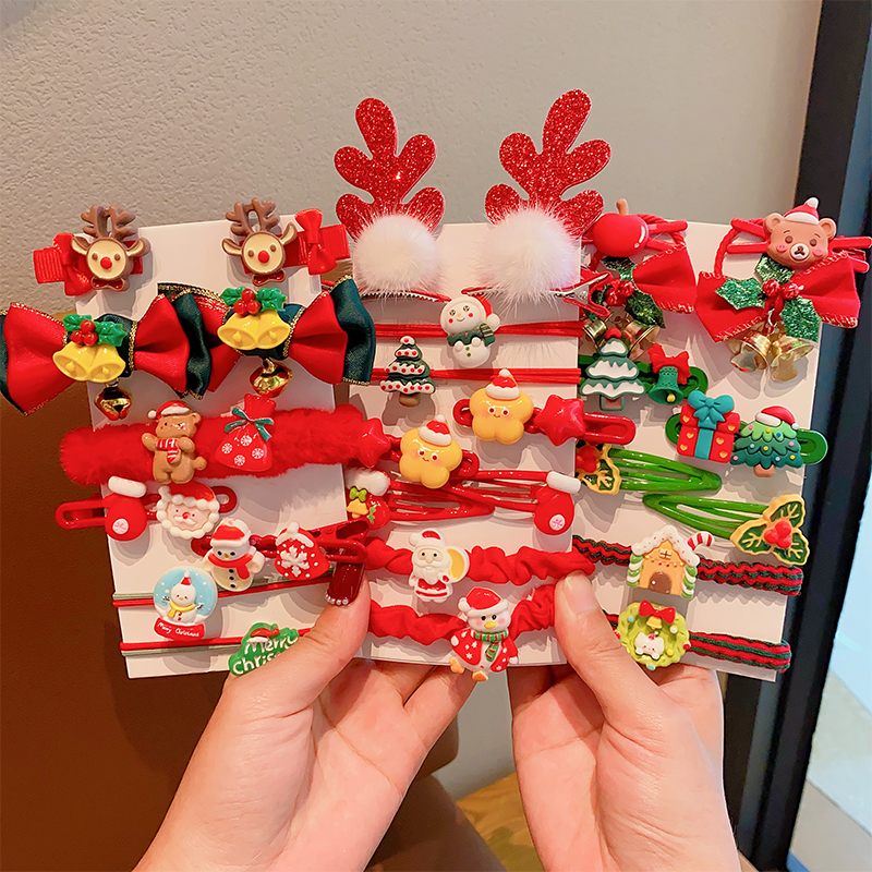 圣诞节女童头饰小女孩节日装扮发饰儿童可爱夹子发卡宝宝喜庆发夹