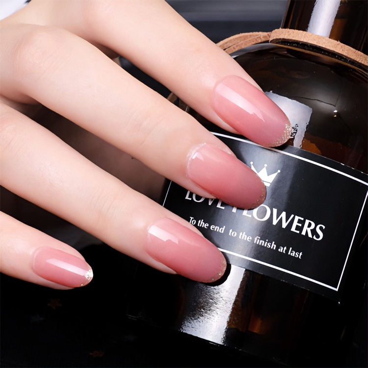 新【渐变粉】中长款21号美甲帖裸色穿戴式简约指甲贴