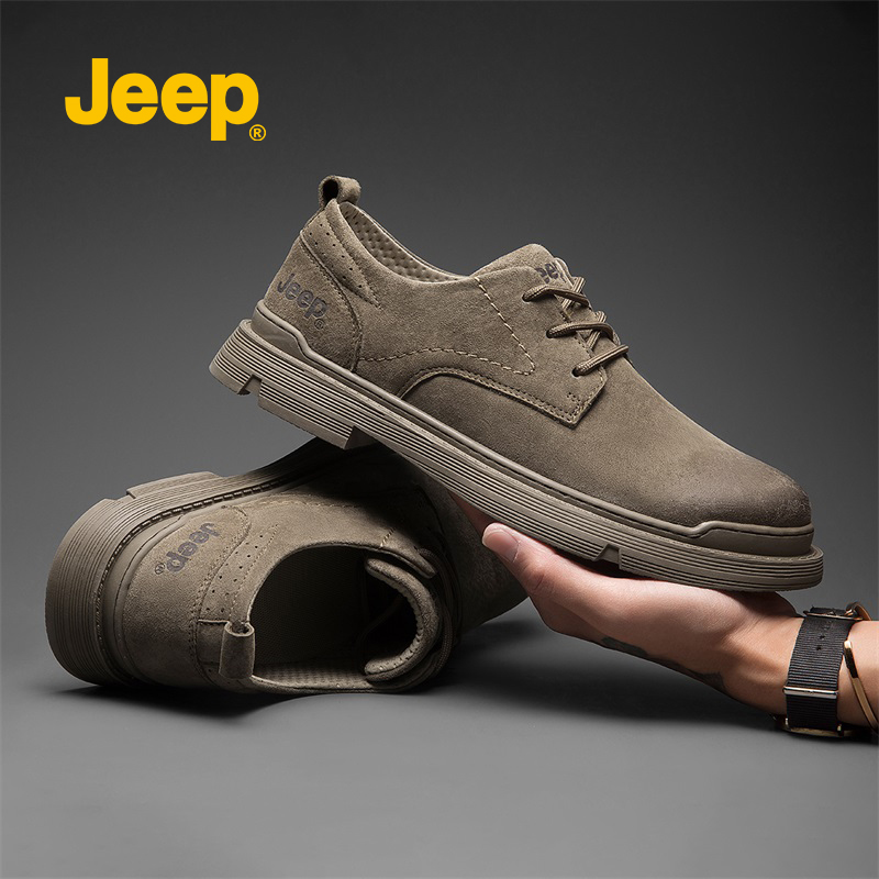 JEEP/吉普男鞋秋季新款低帮工装鞋英伦时尚潮流休闲皮鞋圆头防滑