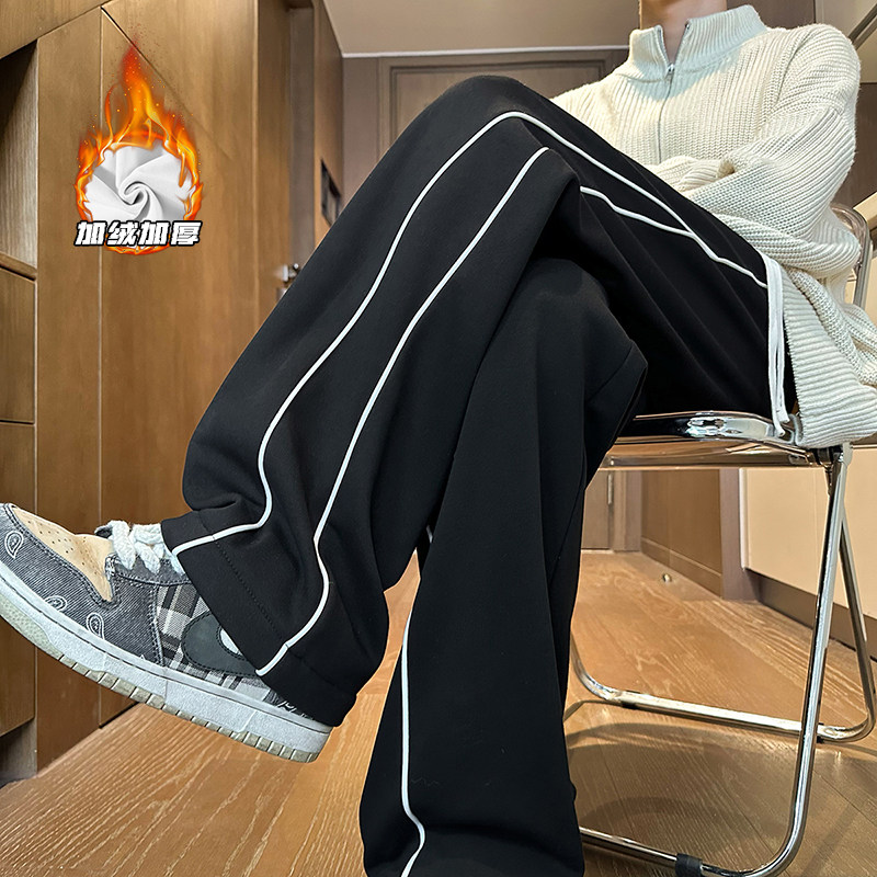 裤子男款秋冬2023新款香蕉裤男士潮牌休闲裤冬季运动裤加绒直筒裤