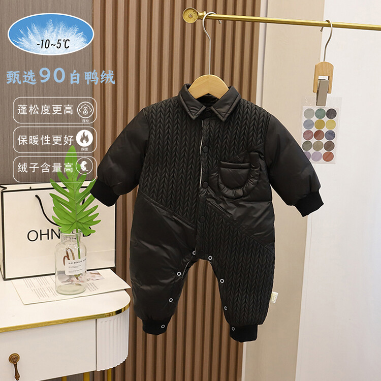 婴儿冬装连体衣哈衣保暖男宝宝帅气连体新生儿外出抱衣爬服秋冬款