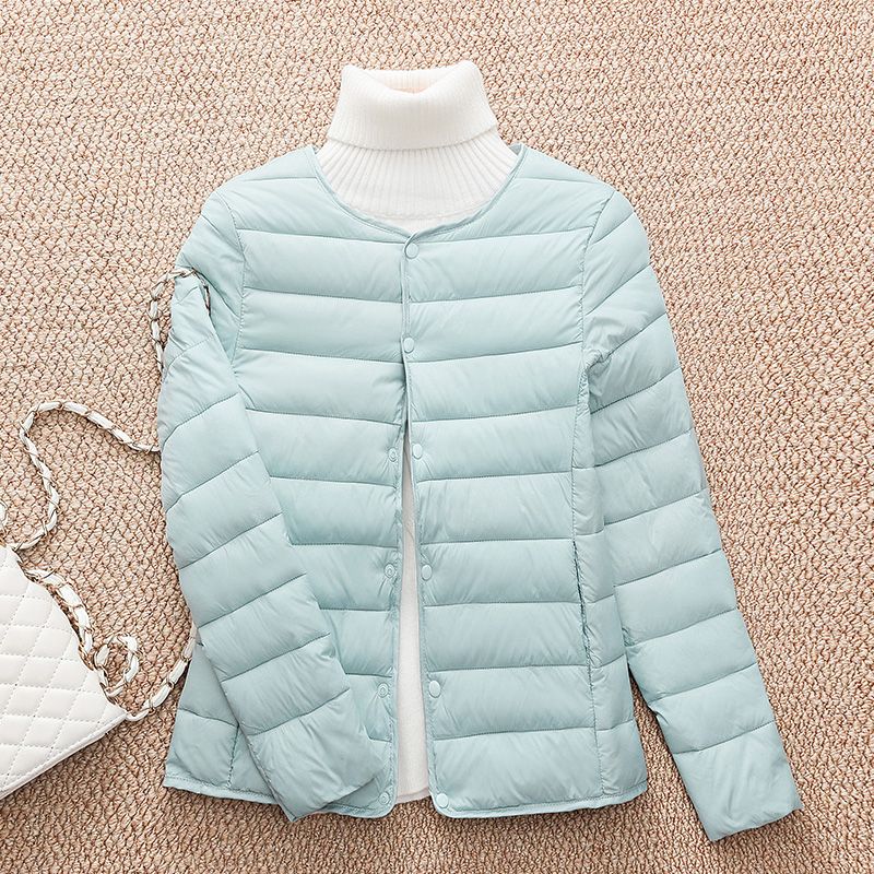 新款2023新款轻薄羽绒服女短款秋冬季内胆羽绒服内穿圆领保