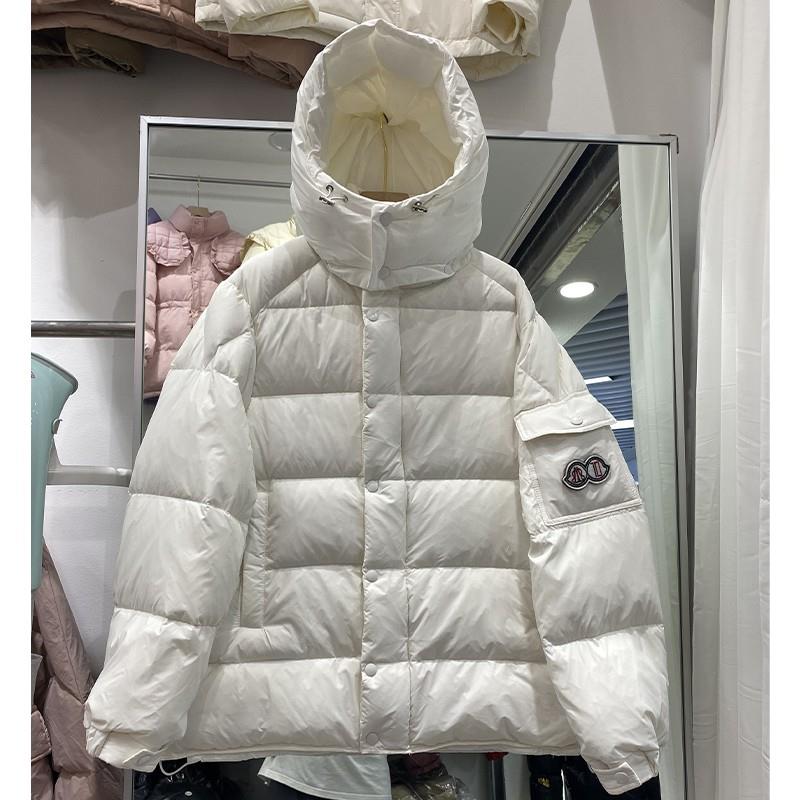 欧货2022秋冬新款白色羽绒服女短款连帽90白鸭绒加厚小个子面包服