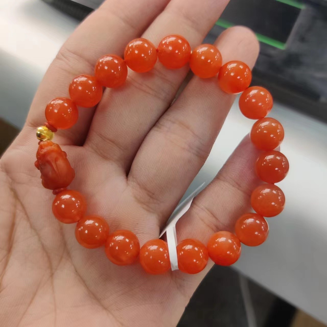 足金杨柳料 南红DIY手串9mm+HS9820010299