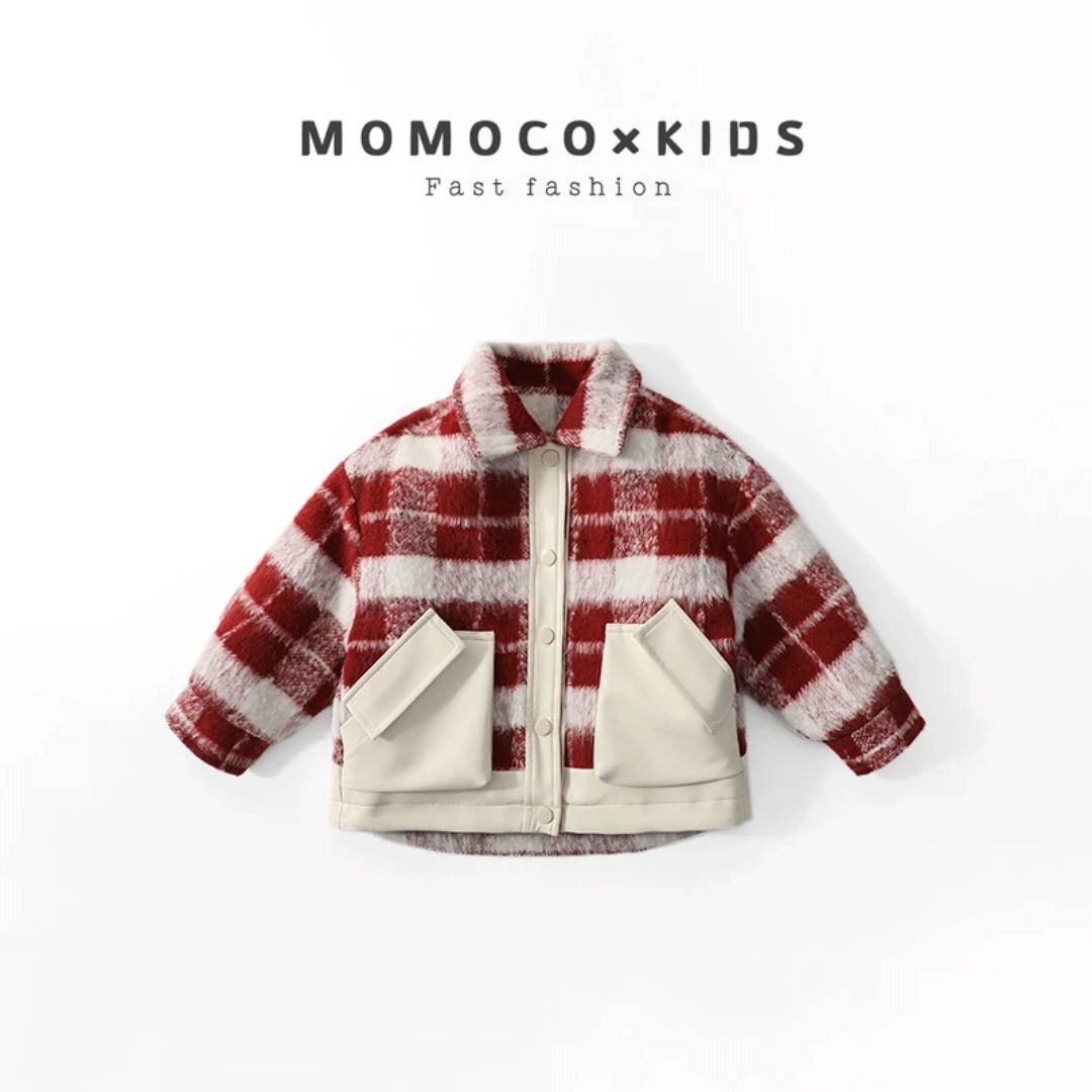【特价清仓】男童女童加绒秋冬春格子外套2024新款儿童装韩版皮毛一