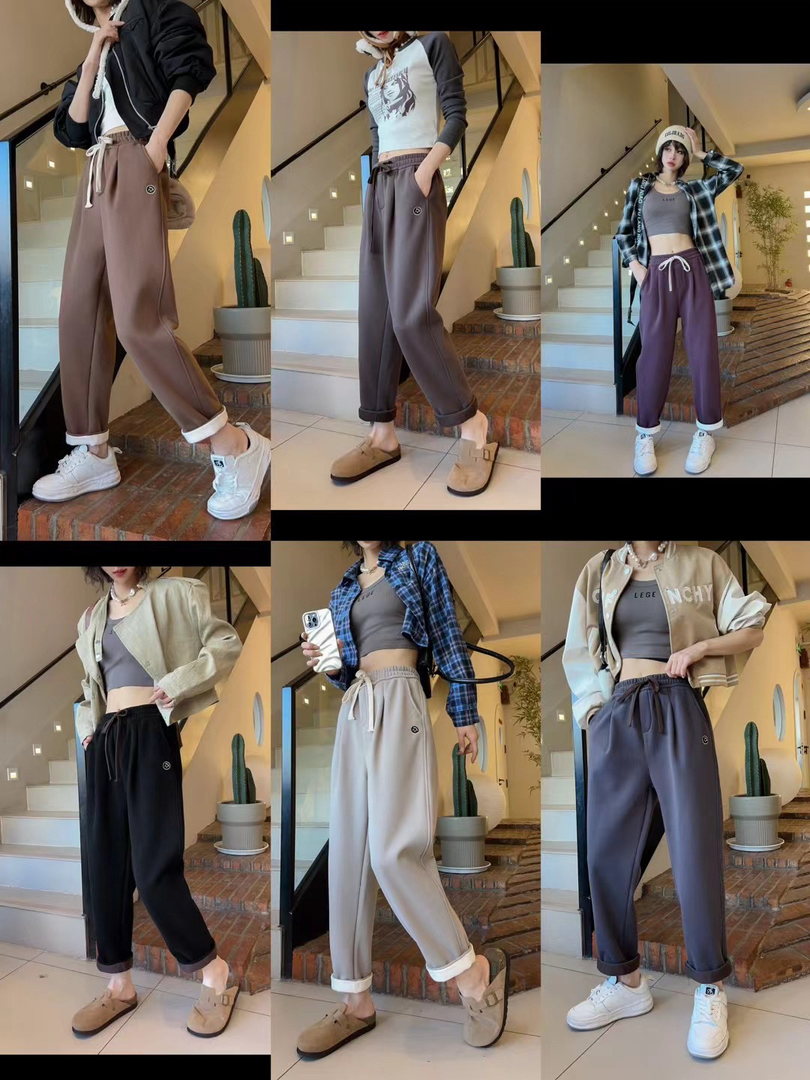 1908休闲卫裤阔腿运动裤长裤宽松直筒韩版高腰九分裤秋冬哈伦裤