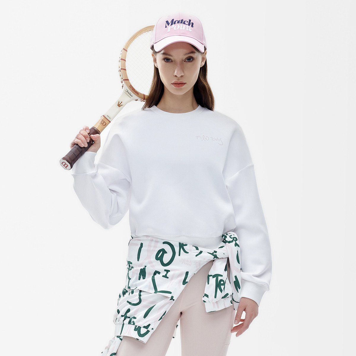 斐乐女装时尚百搭卫衣女圆领舒适上衣休闲针织套头衫A11W213203F