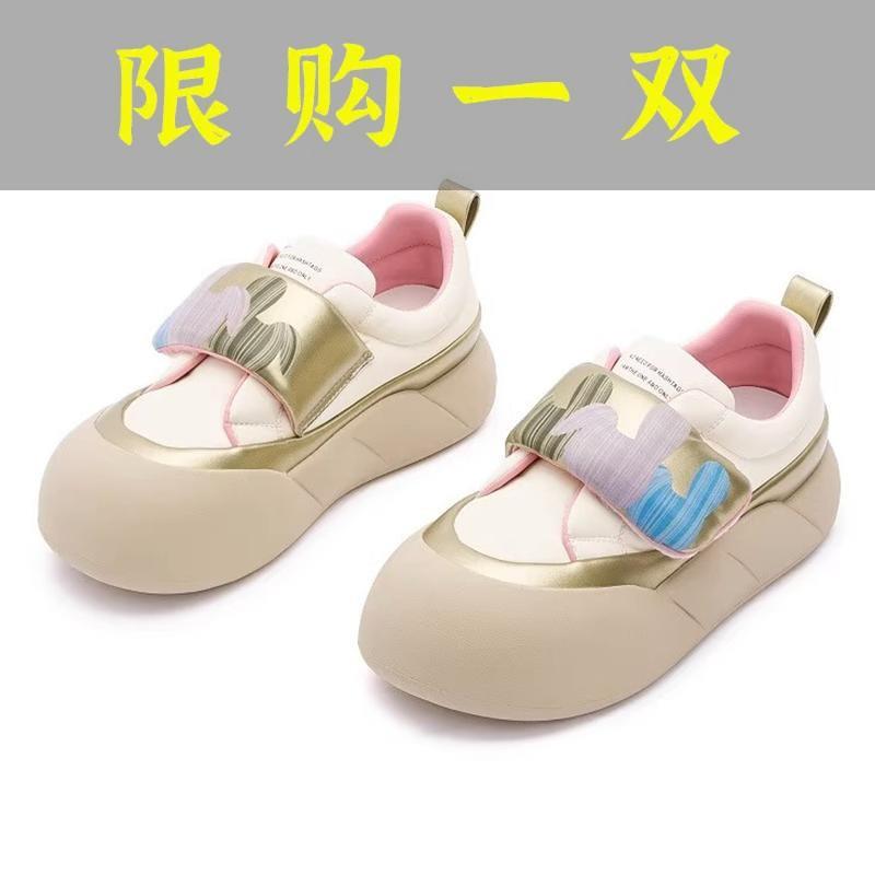 红蜻蜓牌小白鞋女新款厚底松糕鞋大头鞋可爱圆头百搭秋季休闲