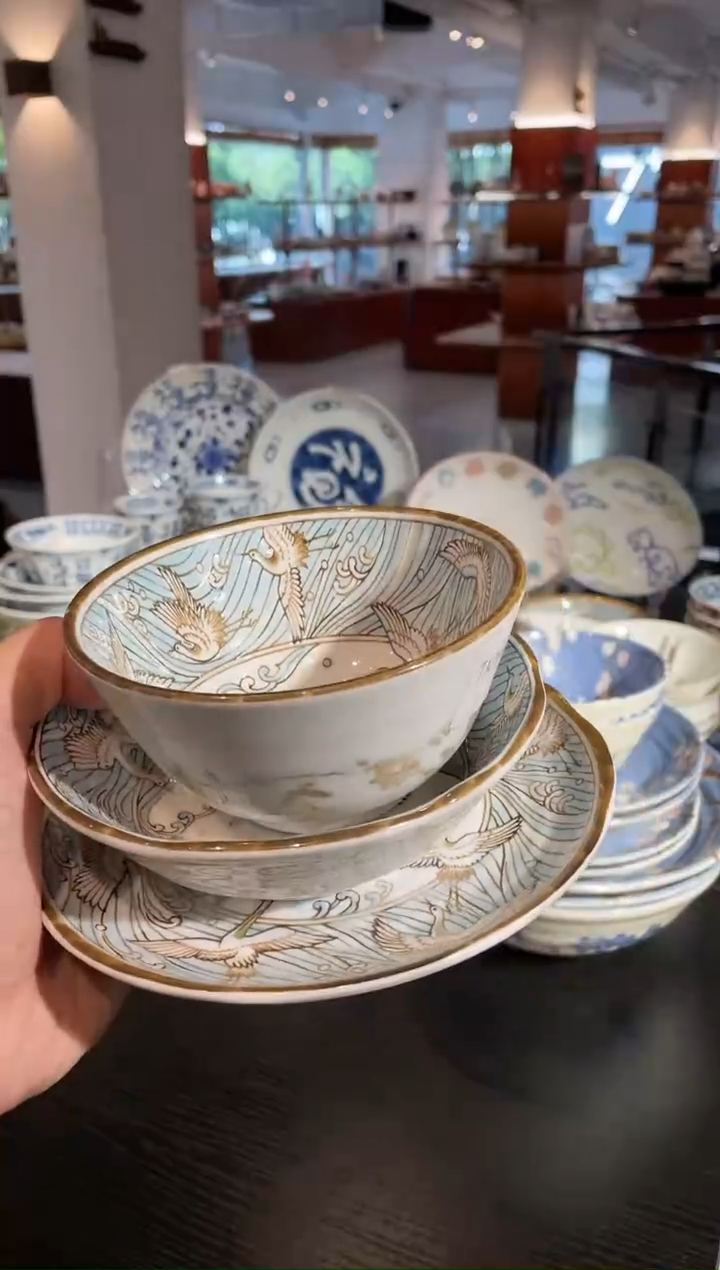 【闪购商品】陶瓷瓷片仙鹤三件套1