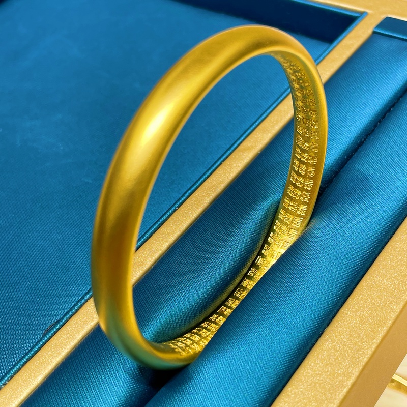 黄金手镯999古法足金半实心手镯国风订制高级感素圈手镯高档9999
