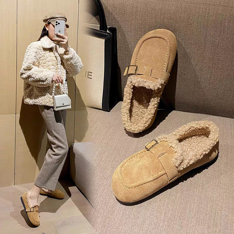 鞋女加绒保暖豆豆鞋2023新款冬季一脚蹬毛毛单鞋女鞋棉鞋