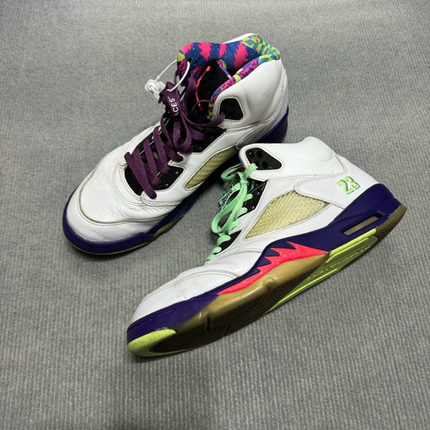 45码/AirJordan5新鲜王子复古篮球鞋/8新/无原盒/皮面有点开裂