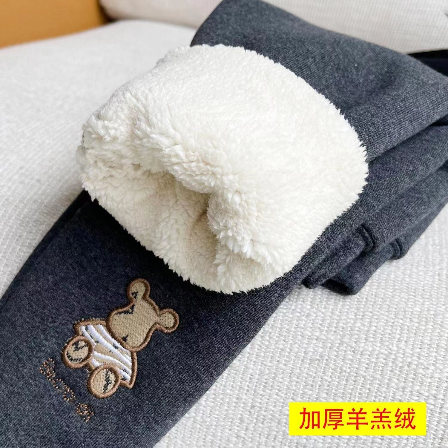 巴拉拉吧巴拉拉吧儿童一体绒打底裤冬季外穿女童羊羔绒加绒加厚保