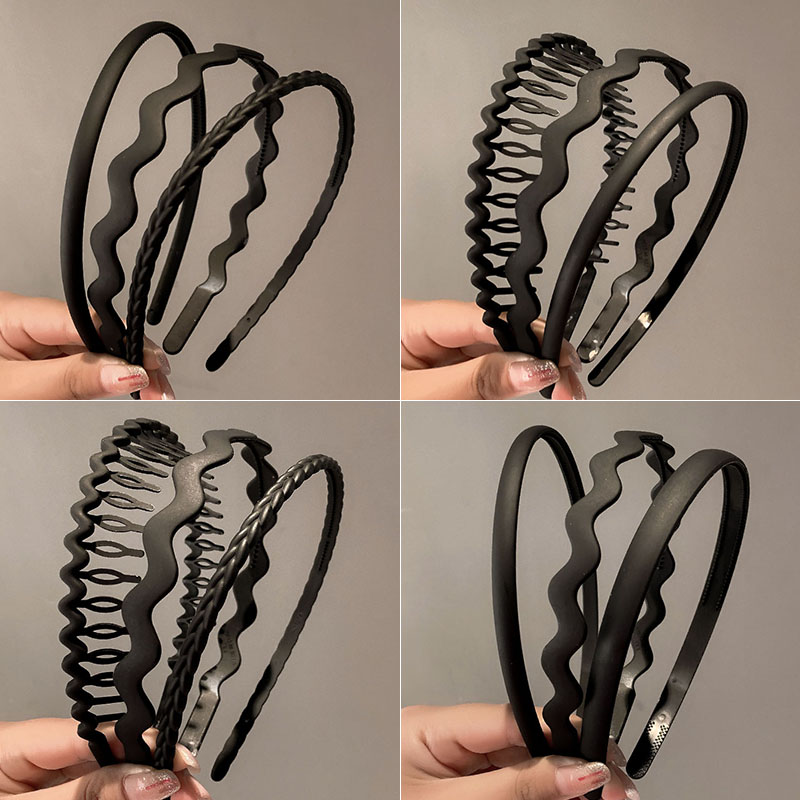 简约洗脸带齿防滑发卡黑色碎发刘海发箍网红百搭压发头箍发饰女