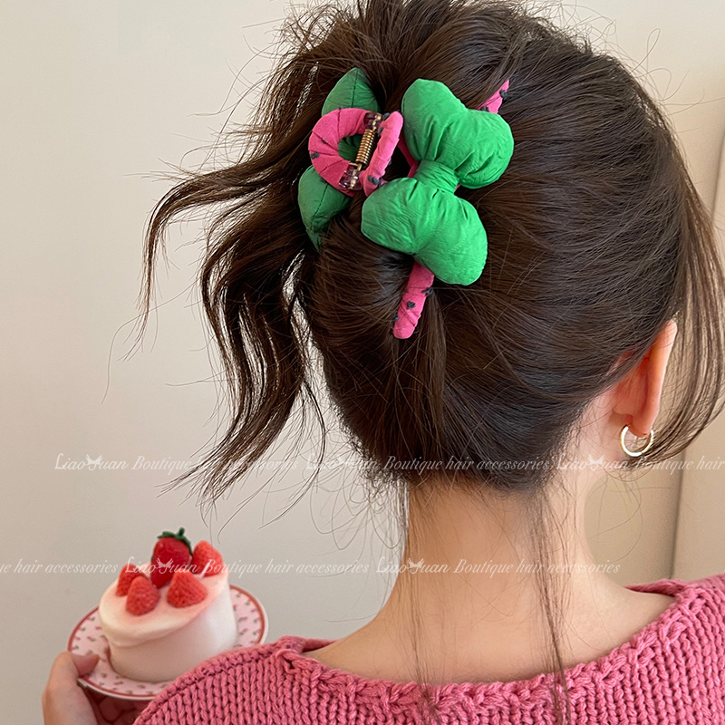 少女心炸裂~可爱蝴蝶结发夹后脑勺鲨鱼夹甜美高级感抓夹ins风发卡