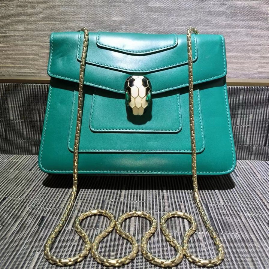 95新 BVLGARI/宝格丽 绿色蛇头包661 1540