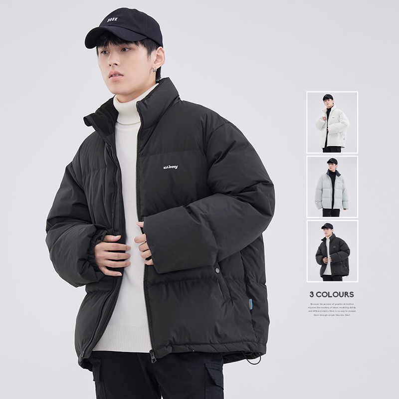 2023年冬季立领羽绒服男冬季青少年美式高端加厚保暖面包服外套潮