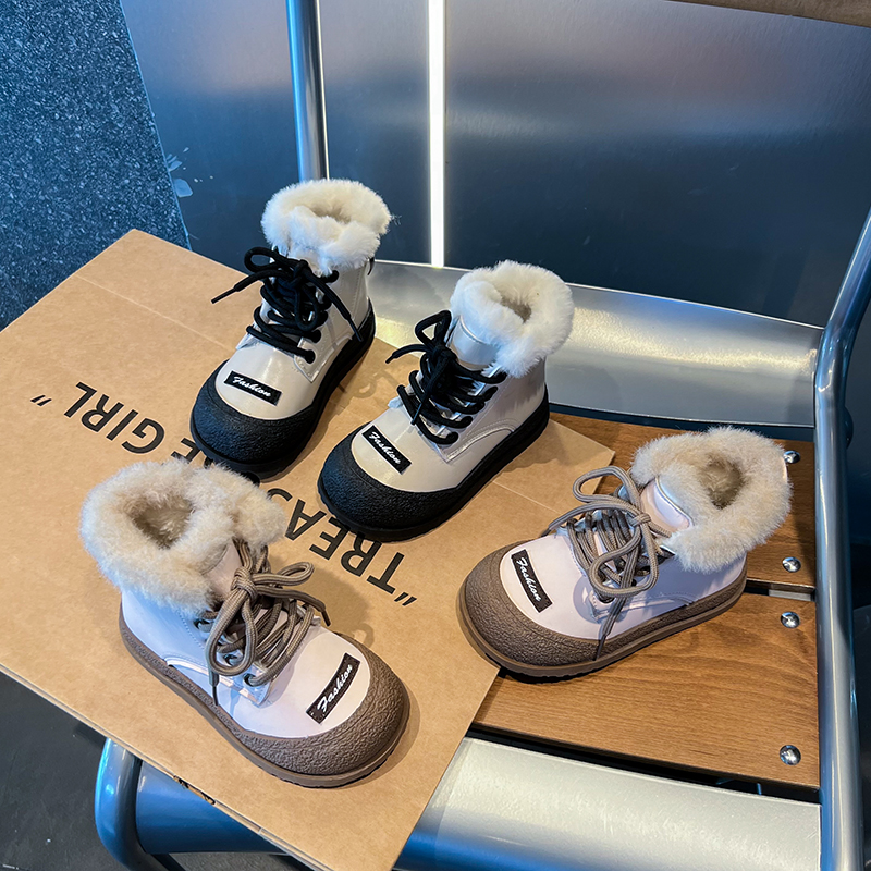 女童雪地靴2023冬新款儿童加绒加厚棉靴防水中大童棉鞋A263