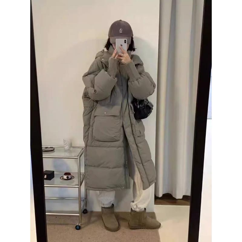 波司澄反季2023冬季新款棉服女中长款连帽韩版大口袋宽松加厚ins