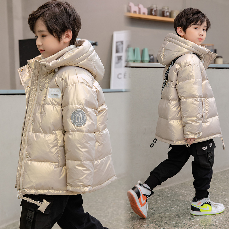 童装羽绒服2023新款保暖洋气中大童男童加厚白鸭绒短款冬装外套潮