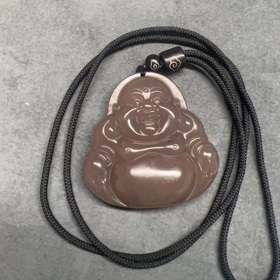 和田玉烟紫佛公吊坠经典款