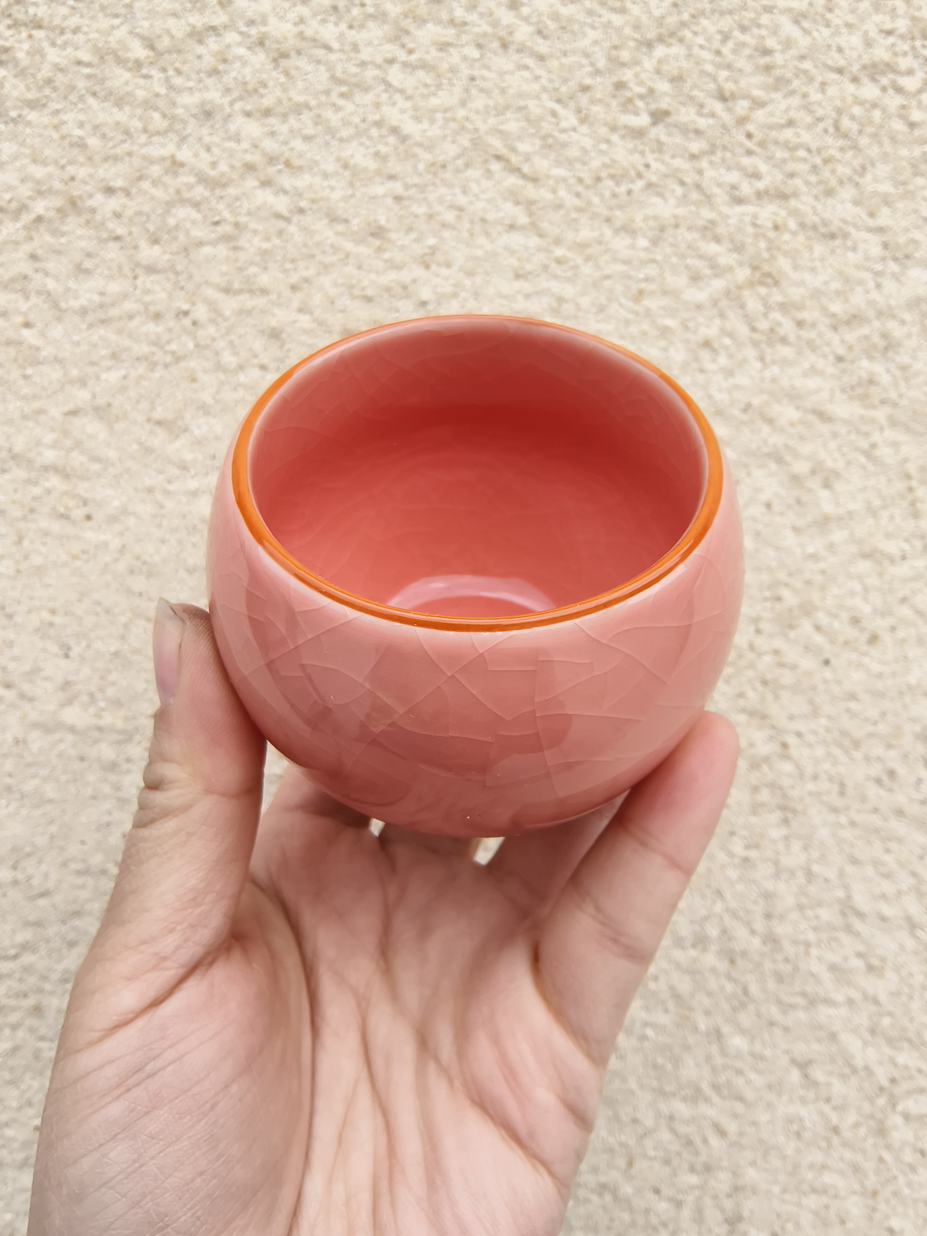 【粉色龙蛋】釉下开片粉色系龙蛋杯无礼盒喝茶喝水品茗杯主人杯
