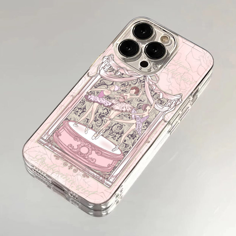 粉芭蕾女孩适用iphone15/13苹果14手机壳华为vivo/小米/oppo软套