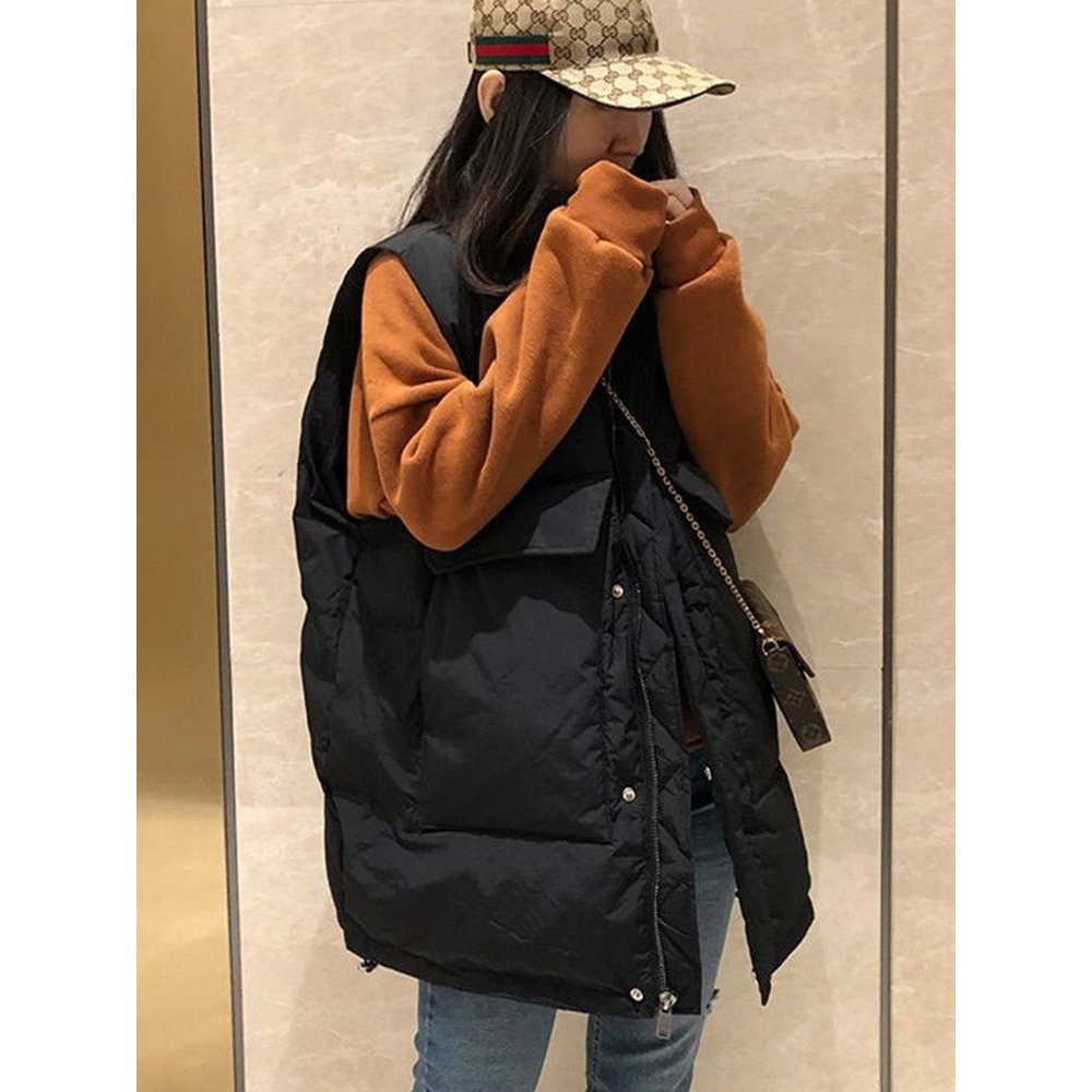 【80-200斤】胖mm羽绒服马甲女洋气韩版宽松时尚坎肩无袖外穿马夹