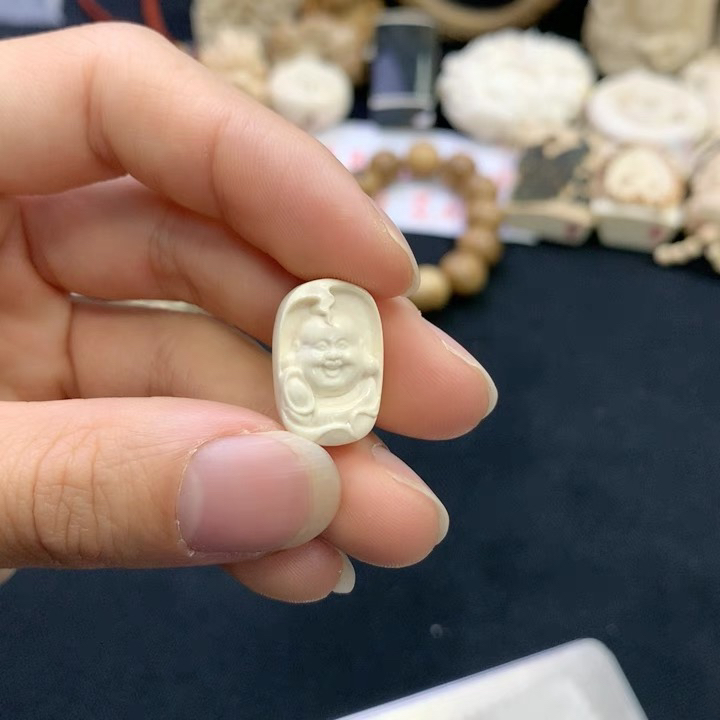 【佛公】天然保真猛犸牙佛公带皮原牙雕刻男女可戴免费打孔配绳