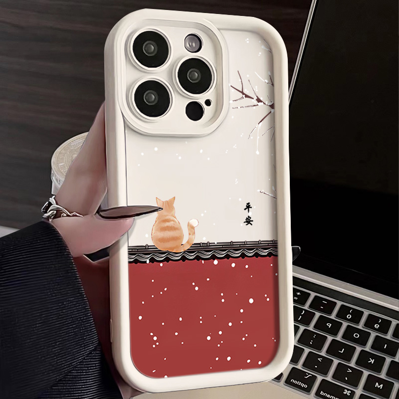 红墙橘猫iPhone苹果15promax手机壳iPhone14网红13创意12中国风11