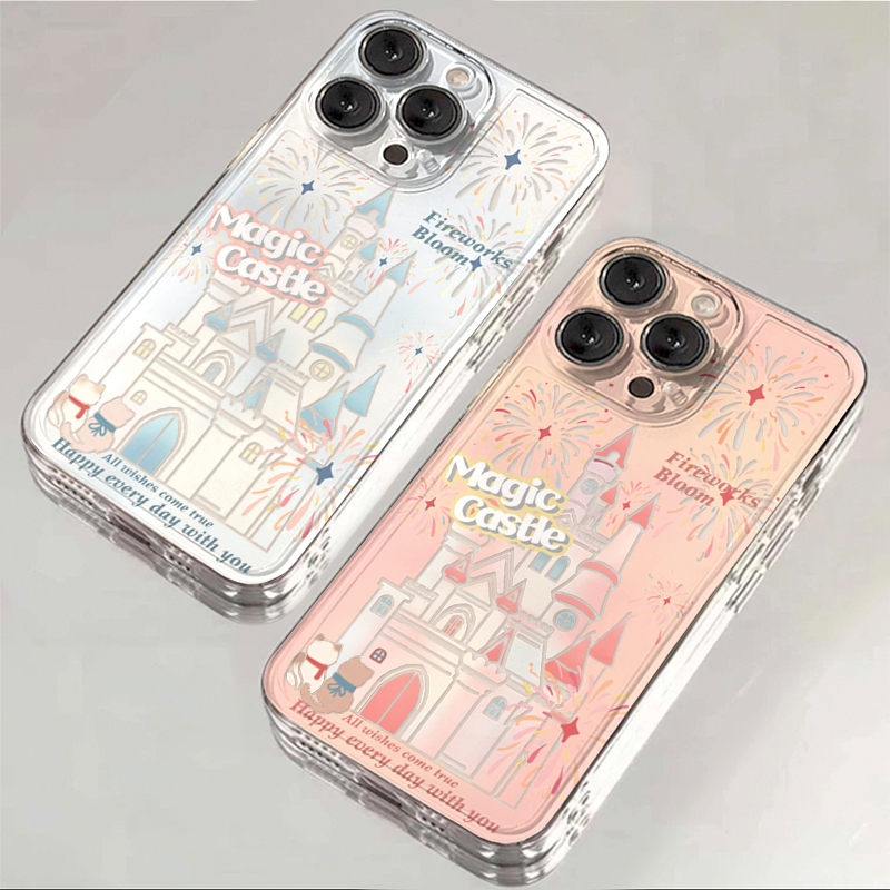 ins魔法烟花城堡iphone15苹果手机壳14promax硅胶13pro透明12全包