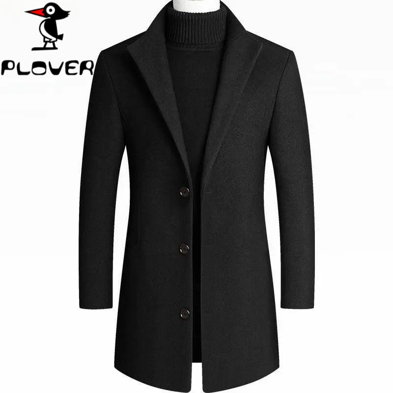 琢木鳥秋冬季新款羊毛呢子大衣男士西装领休闲修身外套中长款风衣