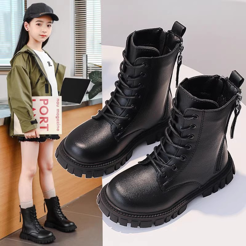 回力瑞女童短靴冬季2023新款韩版儿童马丁靴加绒小女孩宝宝皮靴子