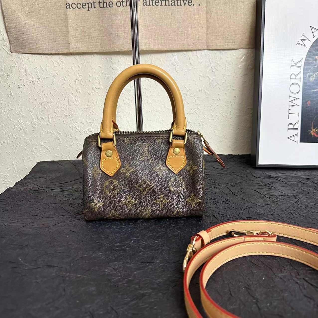 95新 LouisVuitton/路易威登 LV speedy mini斜挎包/波士顿手提包