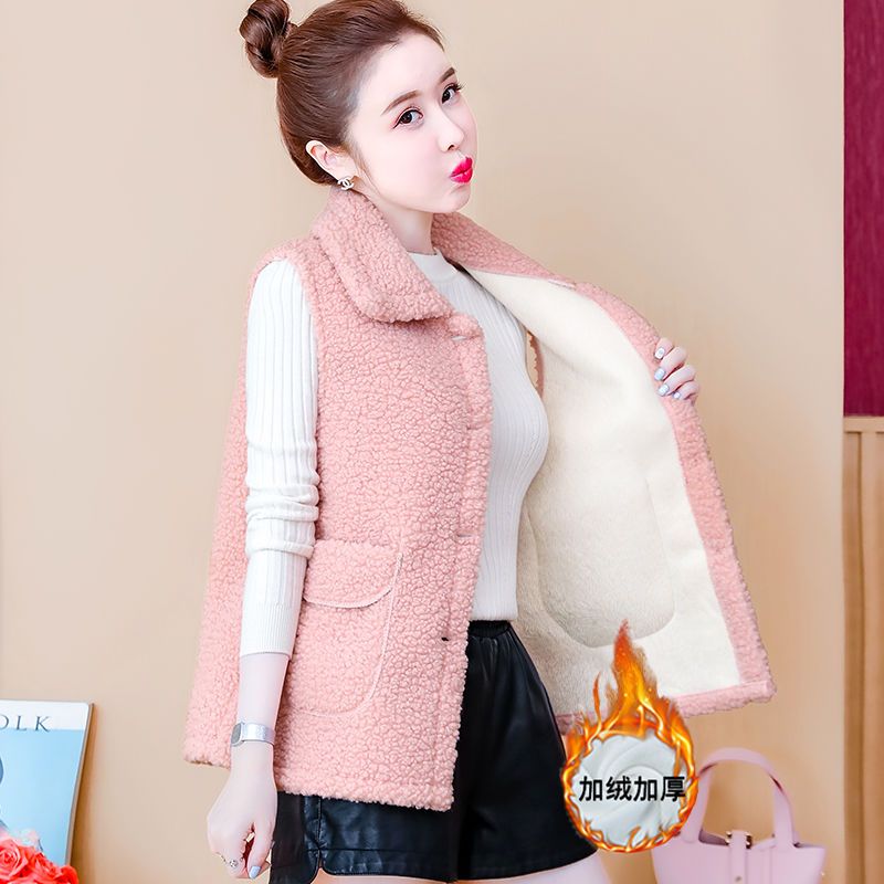 加绒加厚仿毛绒绒马甲女2023秋冬韩版宽松外穿洋气马夹保暖背心潮