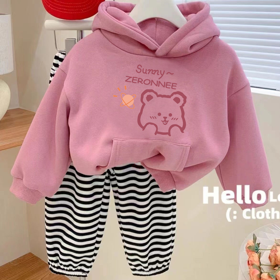 女童秋冬套装2023装新款童装外套运动洋气小女孩儿童卫衣两件套RT