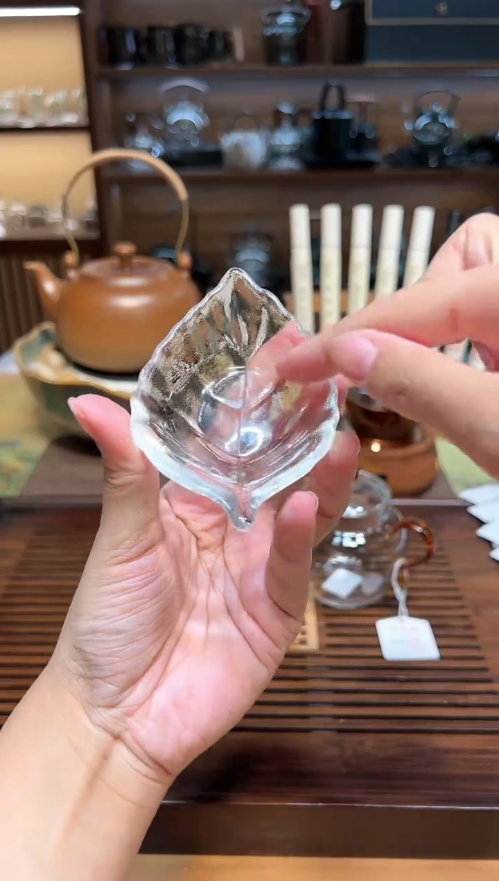 【闪购商品】玻璃茶盏树叶茶则