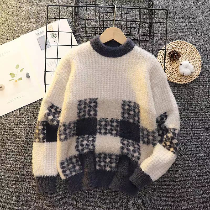 2023新款毛衣儿童水貂绒童装洋气加厚保暖圆领冬季秋针织衫W主推