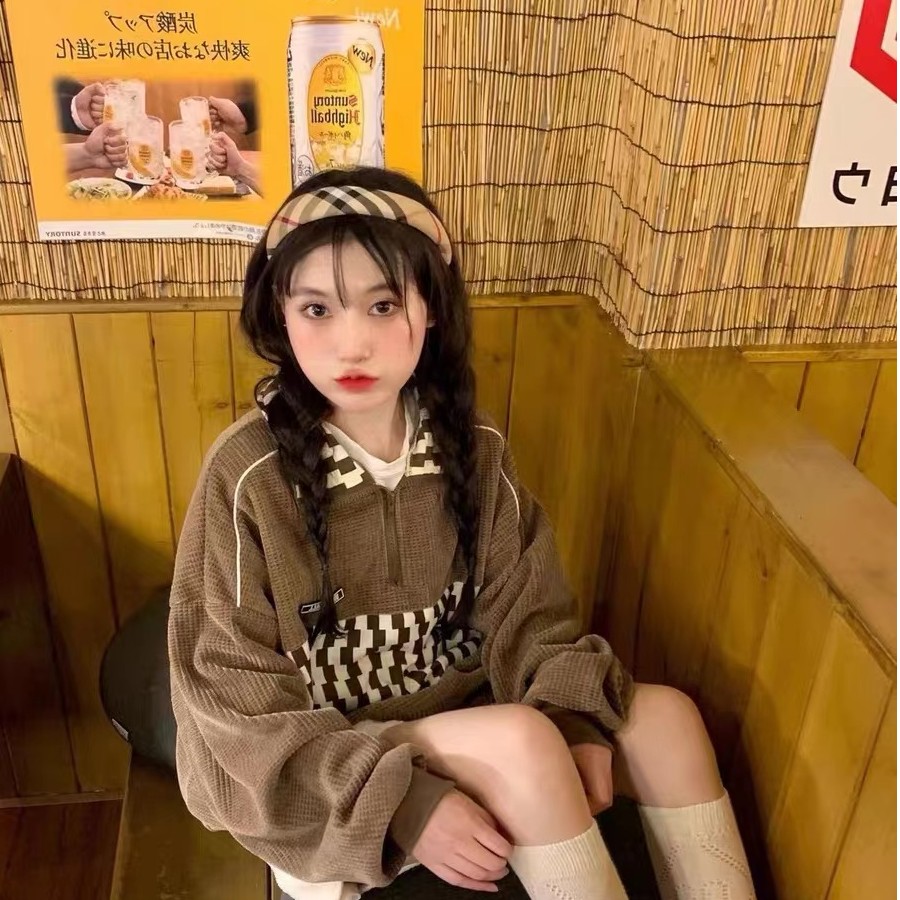 卡兰朵经典复古格纹海绵发箍法式优雅头饰女夏百搭外出宽边头箍
