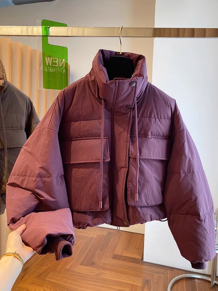 波司澄欧货洋气紫色短款羽绒服女冬季2023新款韩版宽松白鸭绒保暖
