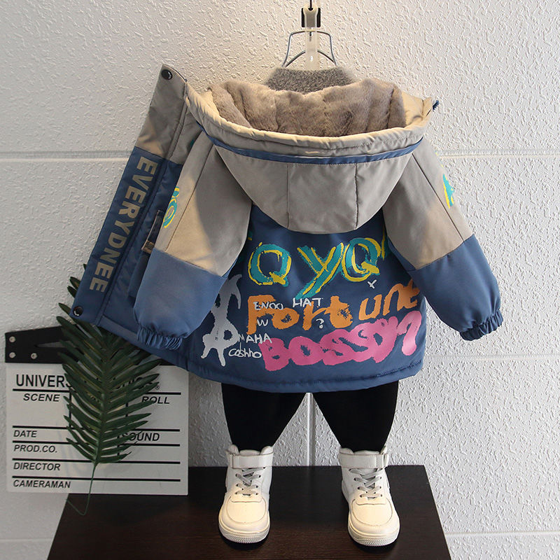 童装大童加绒派克棉服2024新款宝宝冬装洋气棉袄外套儿童加厚棉衣