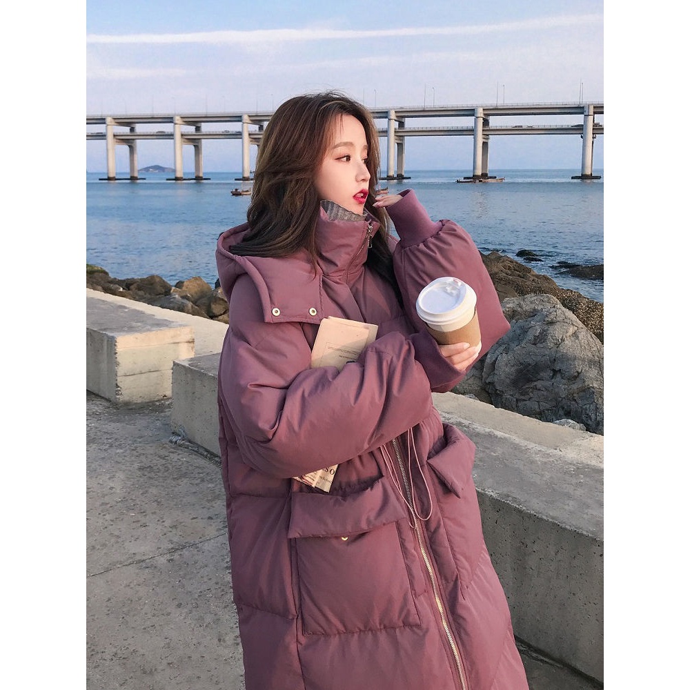 冬季断码长款羽绒羽绒服女2023新潮款加厚中长款面包服羽绒服过膝
