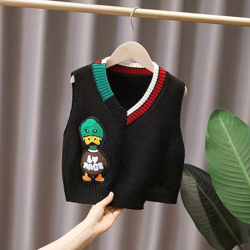 男童毛衣马甲针织衫2023春装新款儿童卡通无袖坎肩中小童上衣韩版