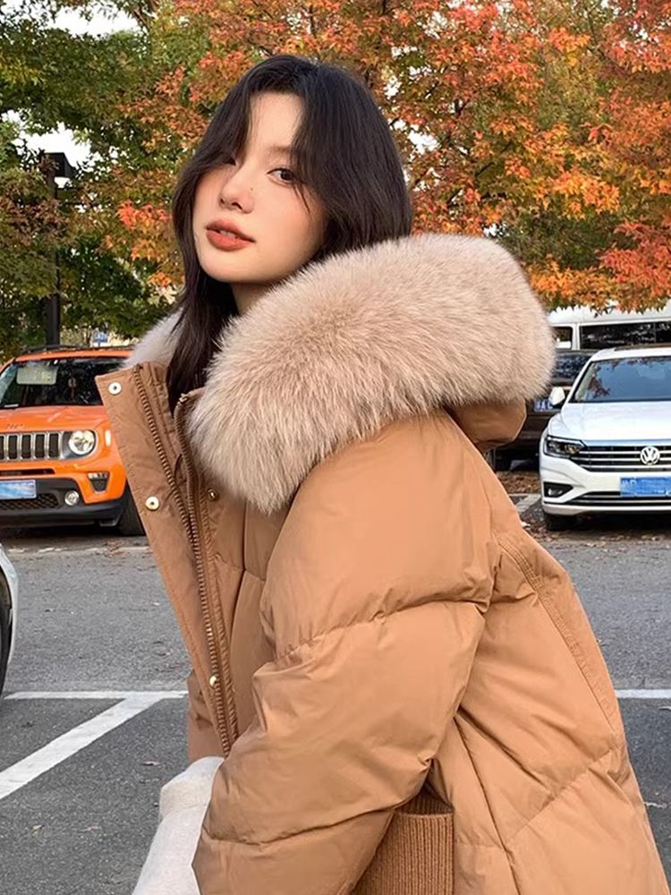 波司登大毛领羽绒服女2023年新款冬季中长款韩版高级感时尚加厚爆