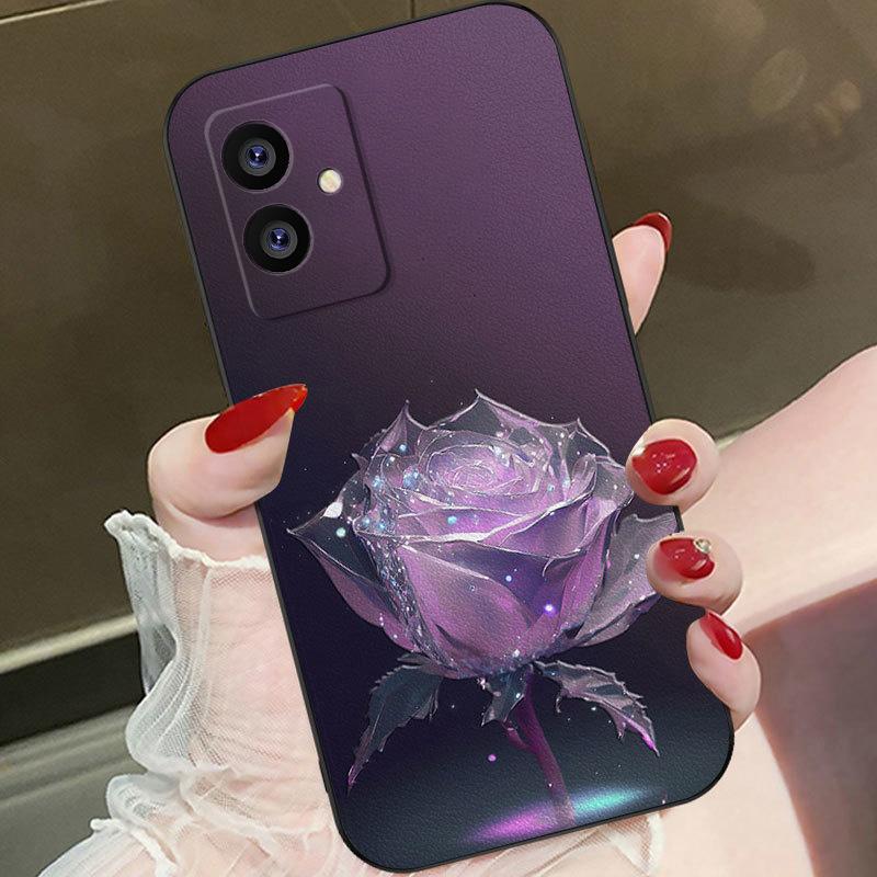 适用于vivoy33s手机壳VIVOY33S时尚紫色玫瑰女防摔软壳全包式